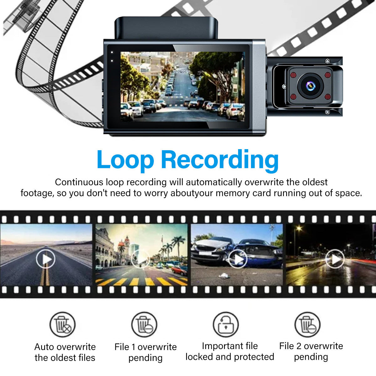 Dashcam - 3-inch Three-recorder