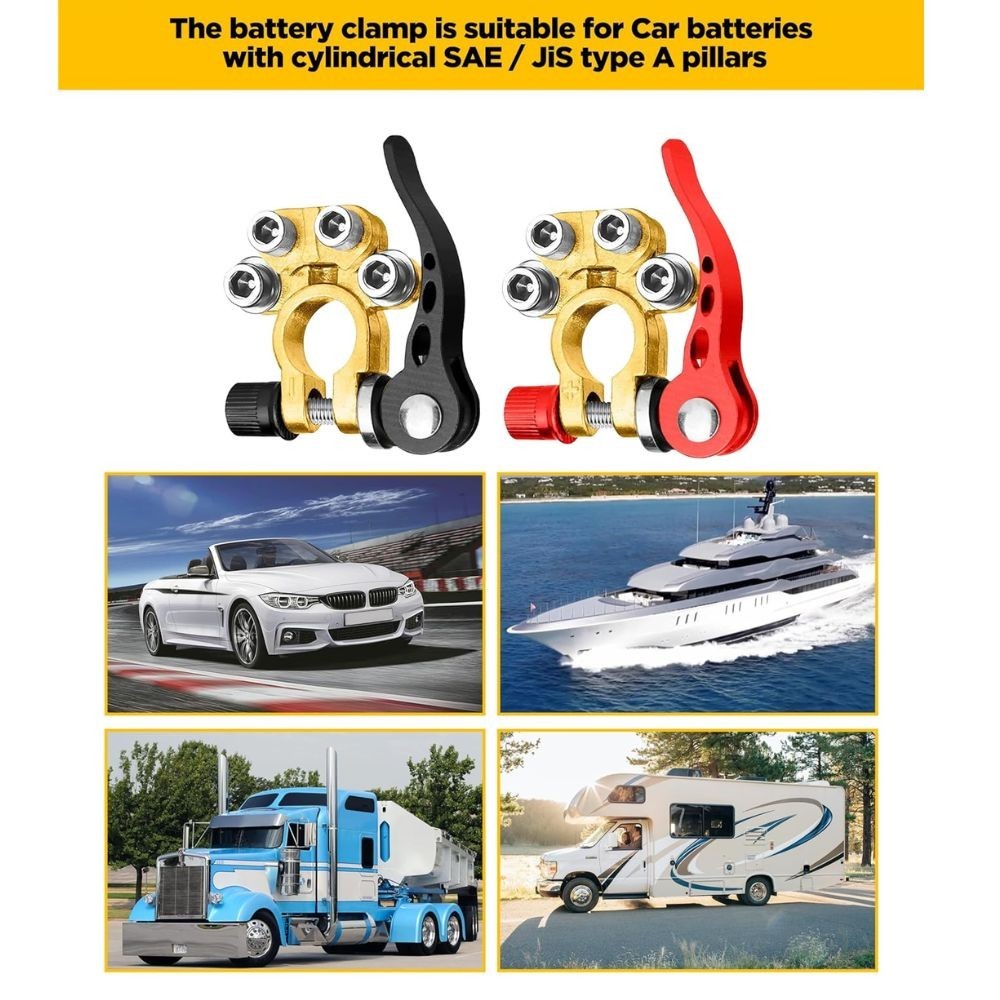 2PCS Quick-Release Battery Terminal Connectors | 12V Clamps for Car, Van & Caravan >RECOMMENDED by CarGuruDIY<