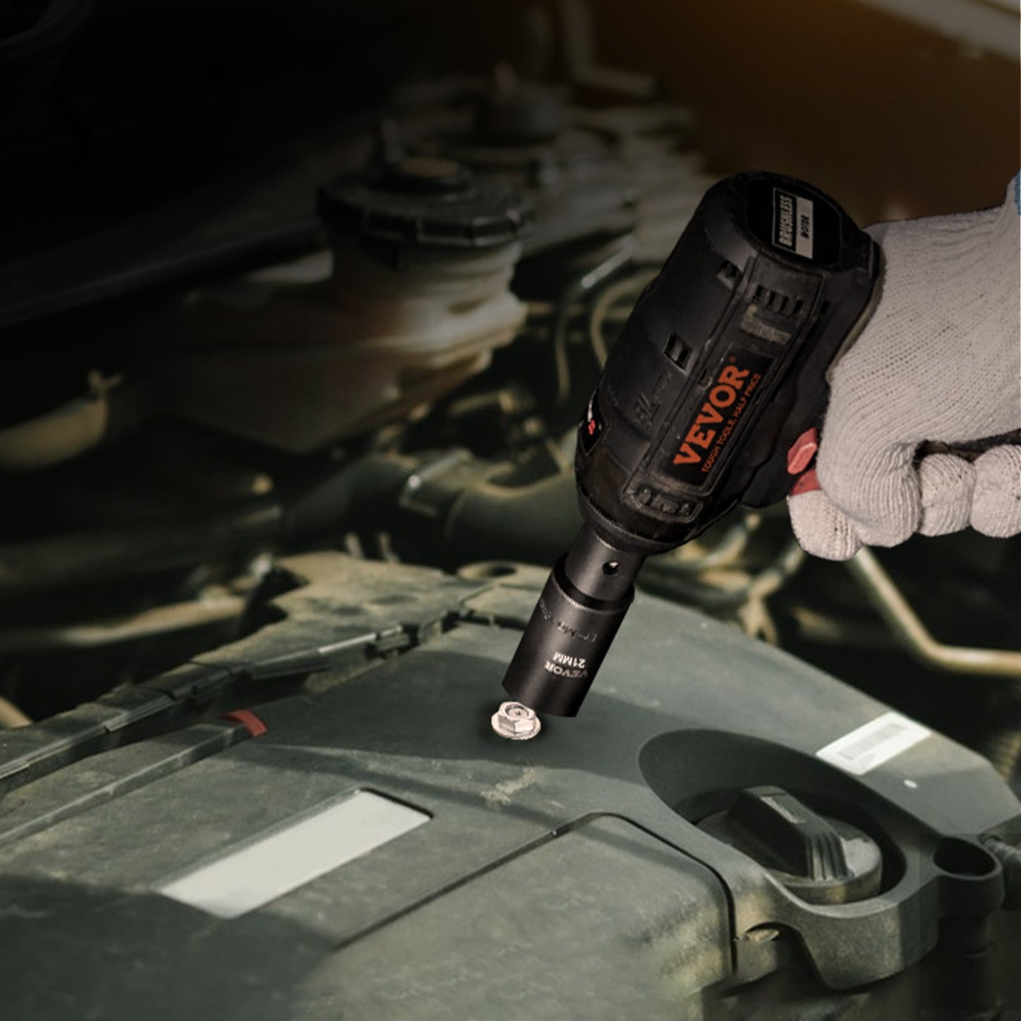 Drive Impact Socket Set, 13 Piece Deep Socket Set Metric 10-24mm, 6 Point CR-V Alloy Steel For Auto Repair, Easy-to-Read Size Markings, Rugged Construction, Includes Storage Case