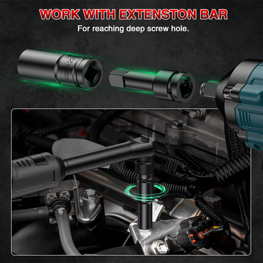 10x Deep Impact Socket Set 1 2 Drive Long Reach Thin Wall Metric Socket 10-24mm