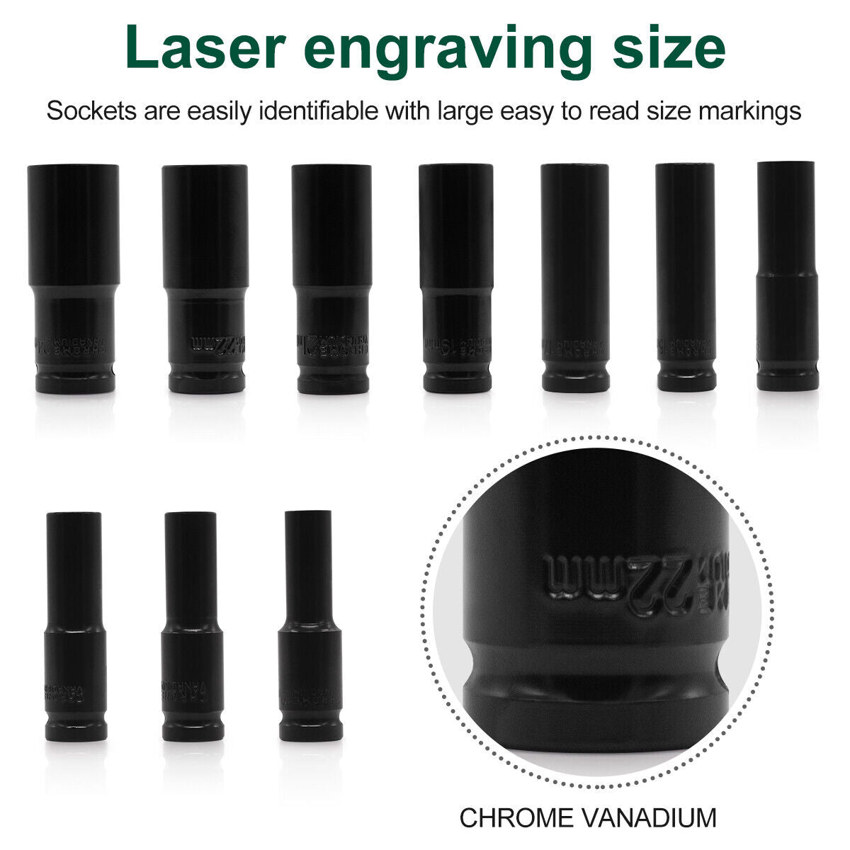 10x Deep Impact Socket Set 1 2 Drive Long Reach Thin Wall Metric Socket 10-24mm