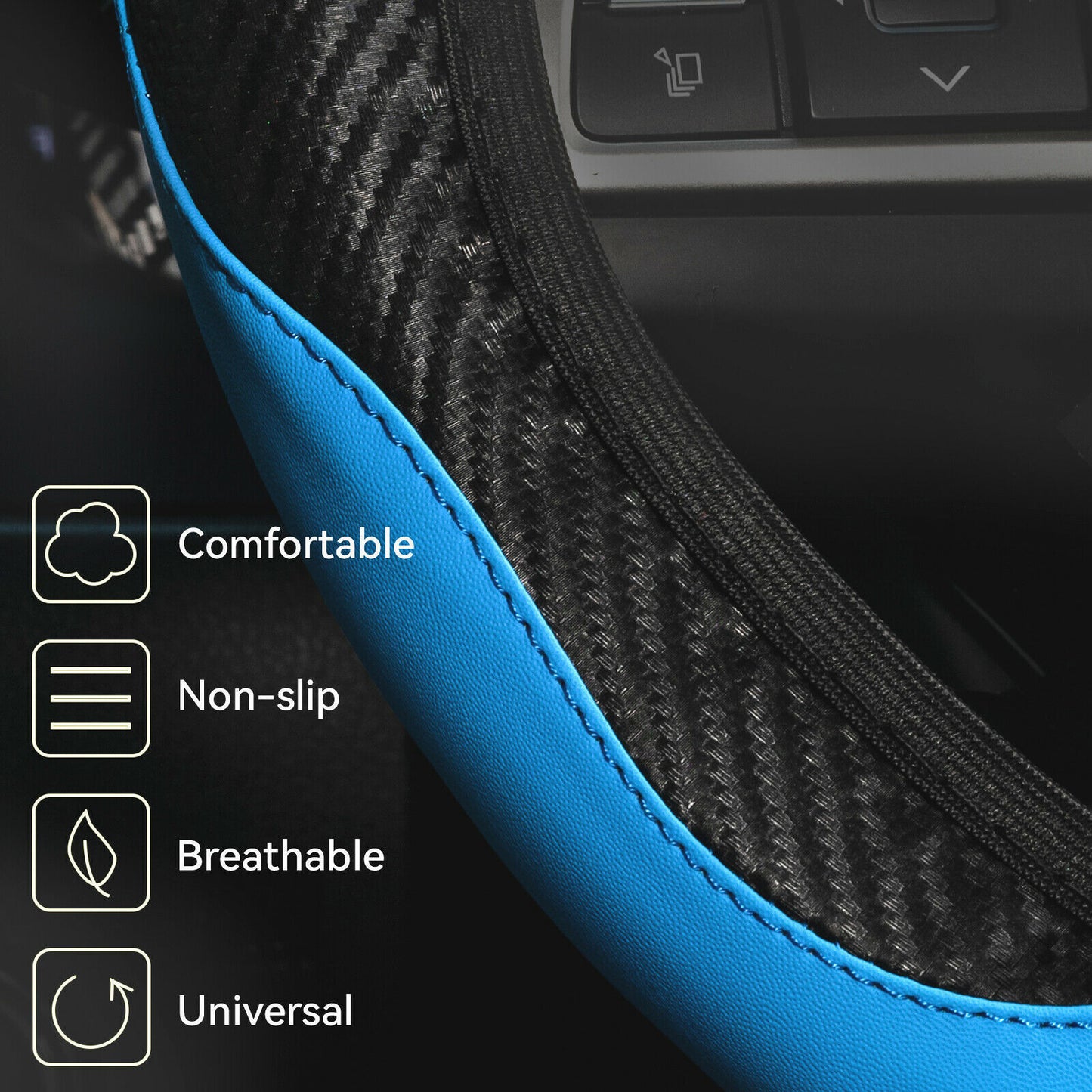 Auto Car Steering Wheel Cover Skidproof Leather Steering Wheel Case For 38cm15