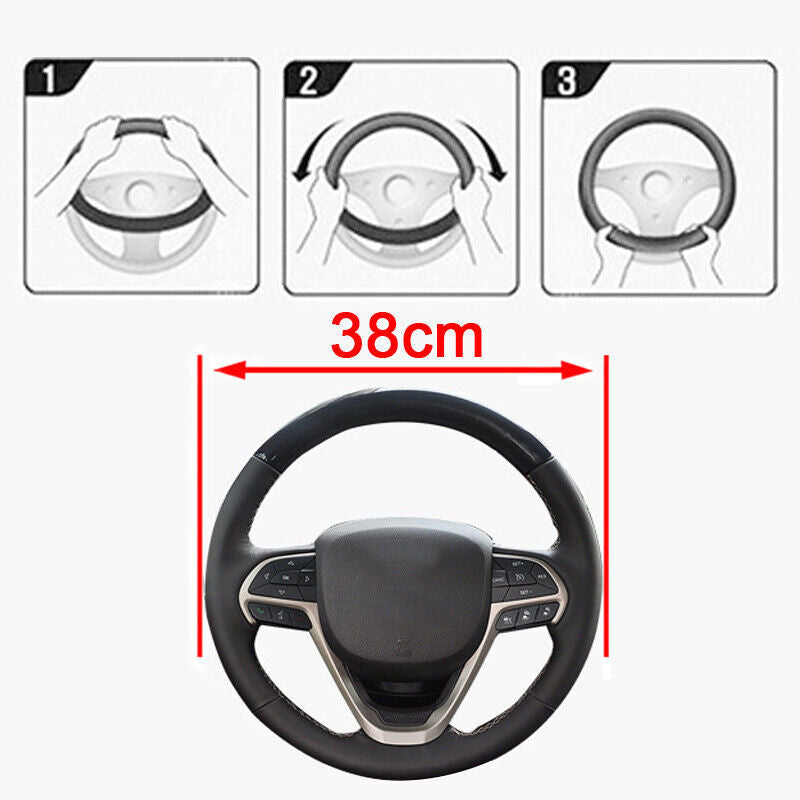 Auto Car Steering Wheel Cover Skidproof Leather Steering Wheel Case For 38cm15