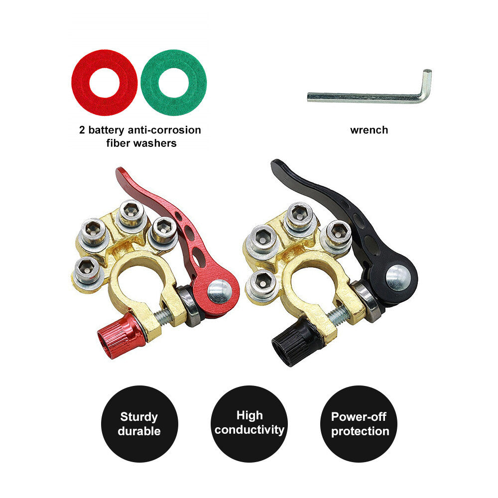 2PCS Quick-Release Battery Terminal Connectors | 12V Clamps for Car, Van & Caravan >RECOMMENDED by CarGuruDIY<