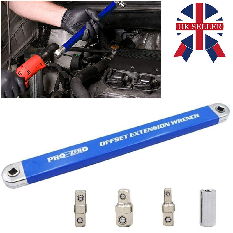 Spanner Extension Wrench Set Offset Ratchet Spanner With Adapters Multifunction-
