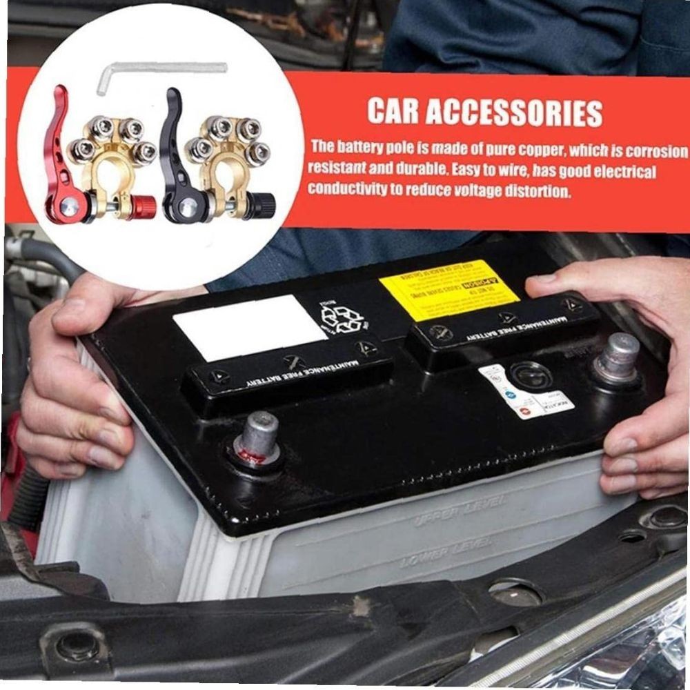 2PCS Quick-Release Battery Terminal Connectors | 12V Clamps for Car, Van & Caravan >RECOMMENDED by CarGuruDIY<