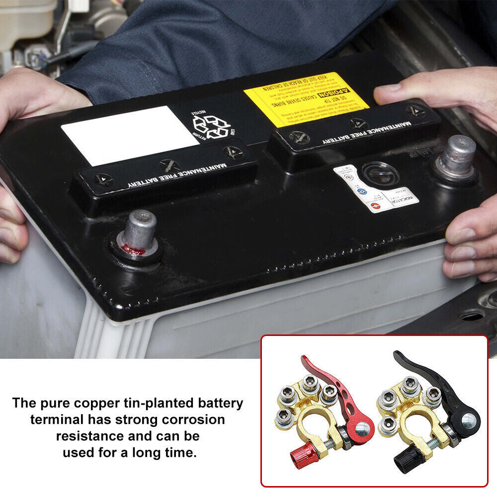 2PCS Quick-Release Battery Terminal Connectors | 12V Clamps for Car, Van & Caravan >RECOMMENDED by CarGuruDIY<