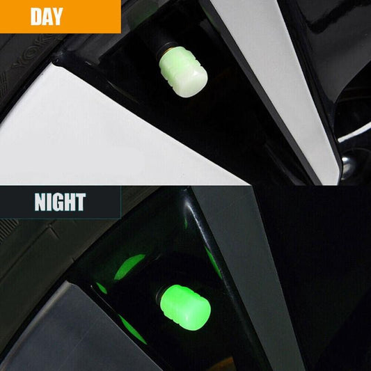 4x Fluorescent Universal Luminous Glow In Dark Car Tire Tyre Valve Caps Cover