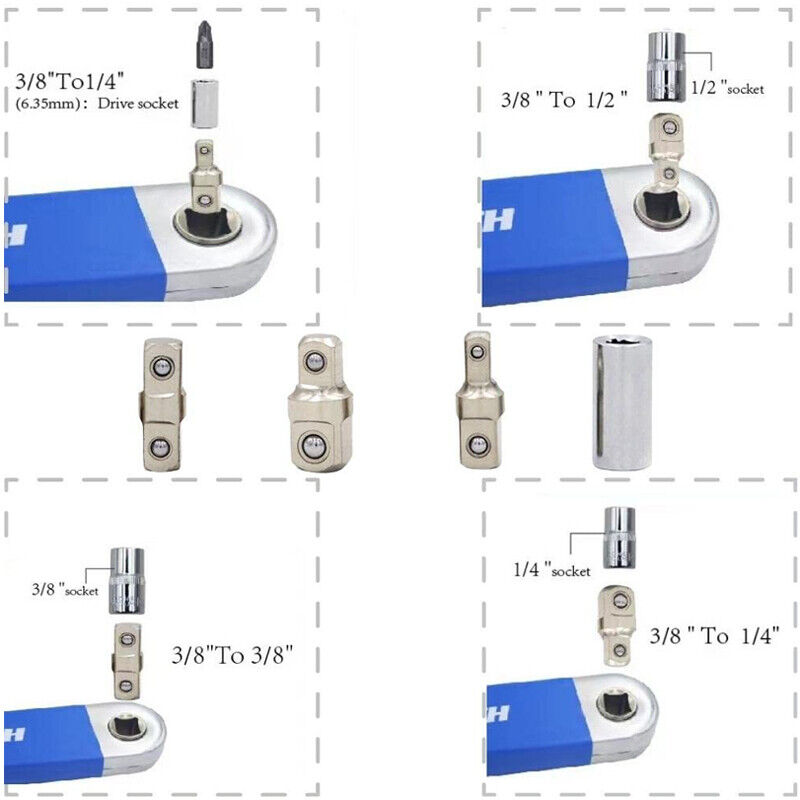 Spanner Extension Wrench Set Offset Ratchet Spanner With Adapters Multifunction-