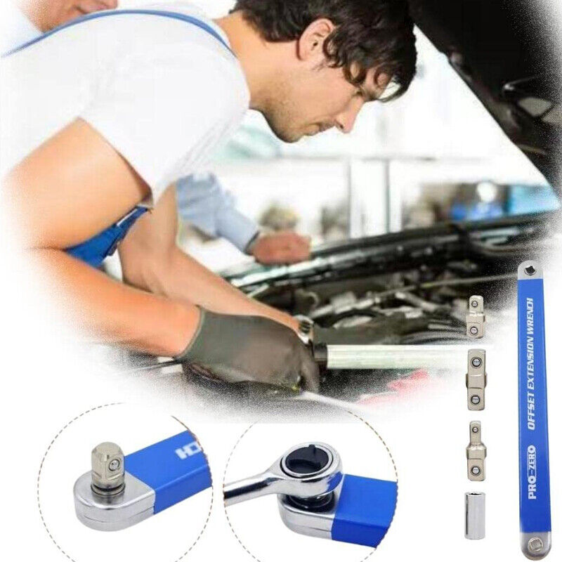 Spanner Extension Wrench Set Offset Ratchet Spanner With Adapters Multifunction-