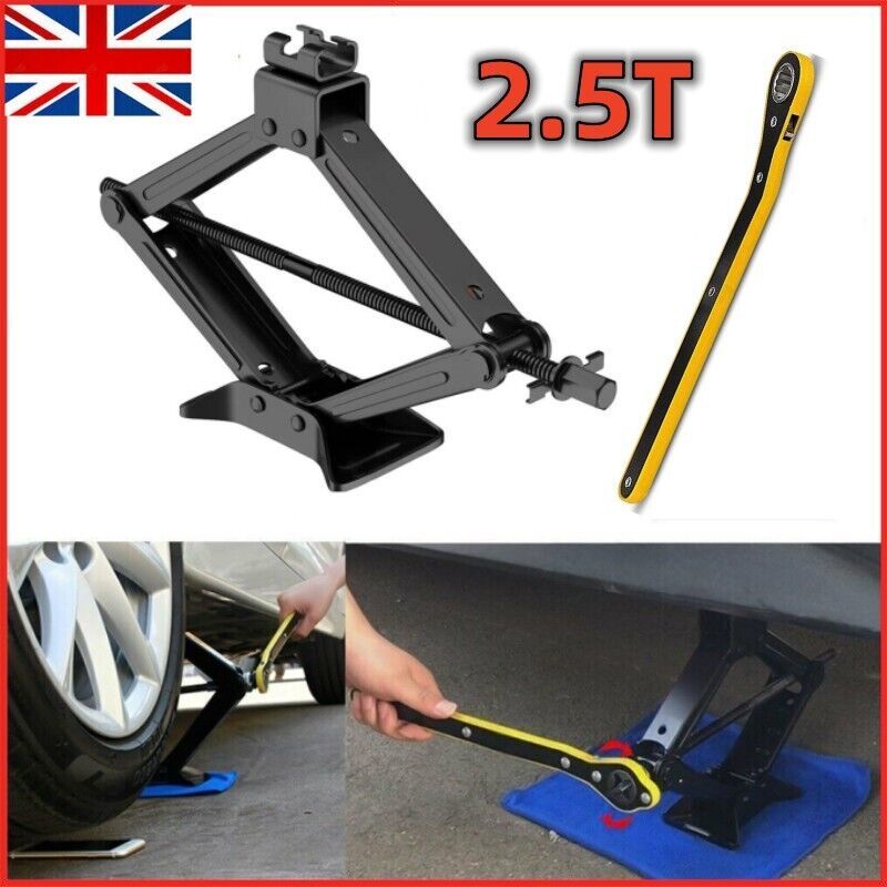 2.5 Ton Tonne Scissor Jack Lift Wind Up For Car Van Garage W Crank Speed Handle