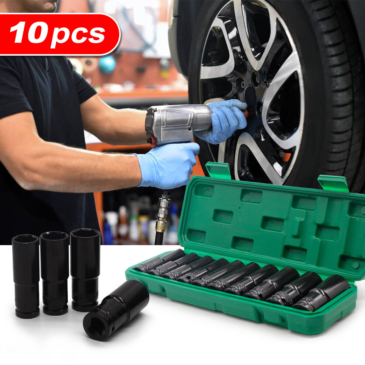 10x Deep Impact Socket Set 1 2 Drive Long Reach Thin Wall Metric Socket 10-24mm