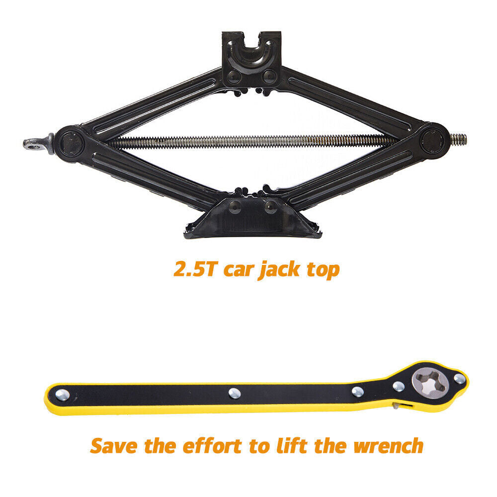 2.5 Ton Tonne Scissor Jack Lift Wind Up For Car Van Garage W Crank Speed Handle