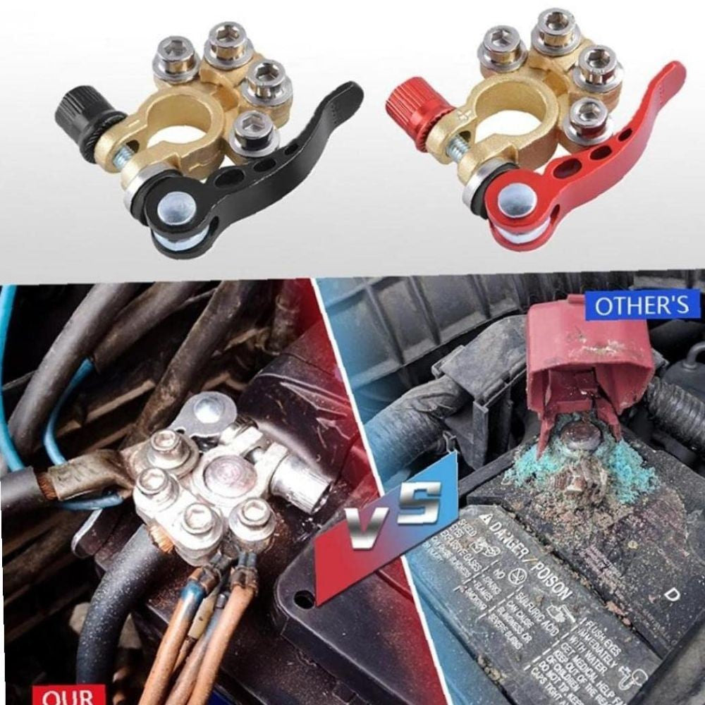 2PCS Quick-Release Battery Terminal Connectors | 12V Clamps for Car, Van & Caravan >RECOMMENDED by CarGuruDIY<
